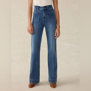 Faherty Stretch Terry Wide Leg Patch Pocket Jeans